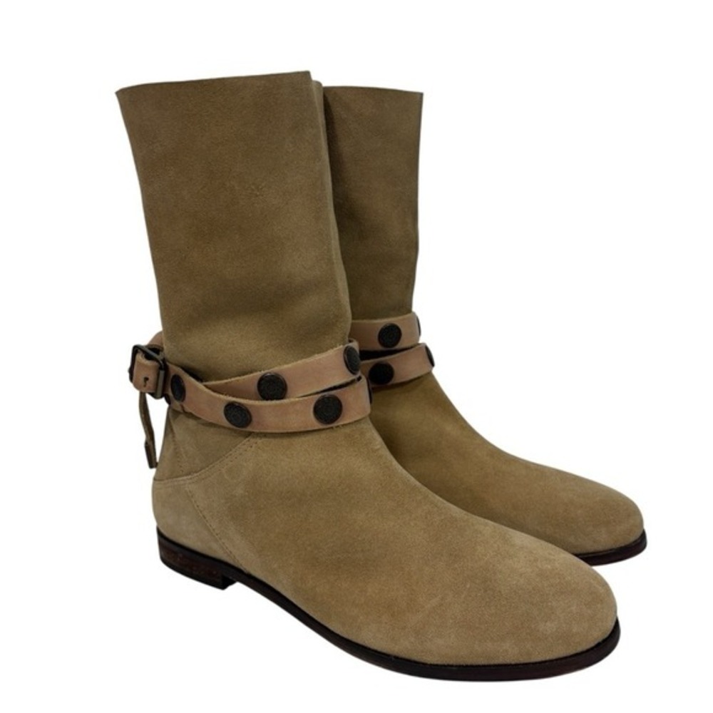 FREE PEOPLE Hayden leather slouchy mid calf boho strappy boots 38 8
